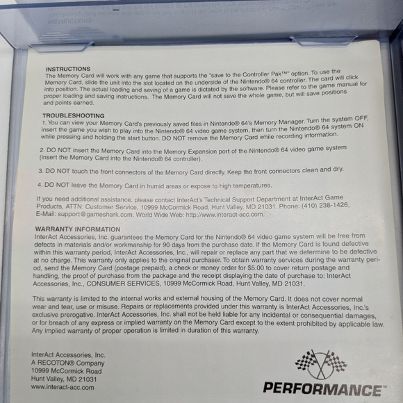 Lot Of 3 Nintendo 64 Memory Card Controller Pack by Performance N64 - Picture 6 of 14